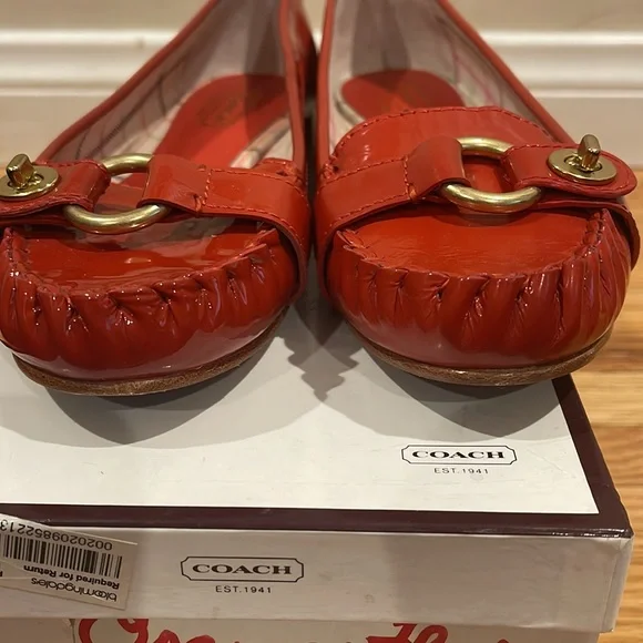 COACH Orchid Geranium Soft Patent Leather Loafers - Picture 3 of 9